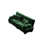 Canapé 2 places Cloud pour salon avec 2 coussins lombaires et 2 coussins décoratifs, vert