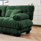Canapé 2 places Cloud pour salon avec 2 coussins lombaires et 2 coussins décoratifs, vert