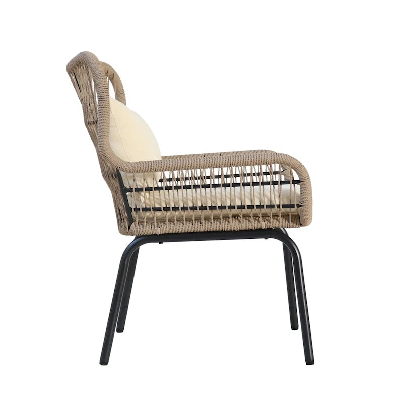 Fauteuils club d'intérieur en acier et corde avec coussins