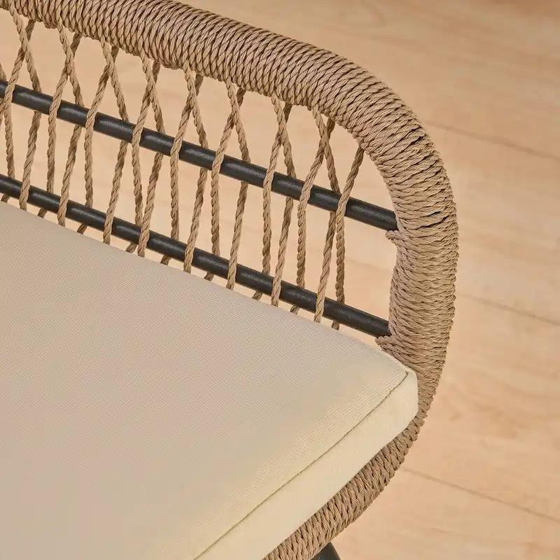 Fauteuils club d'intérieur en acier et corde avec coussins