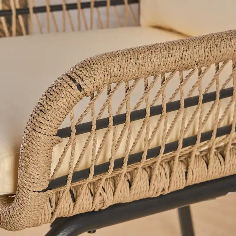 Fauteuils club d'intérieur en acier et corde avec coussins