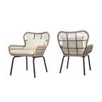 Fauteuils club d'intérieur en acier et corde avec coussins
