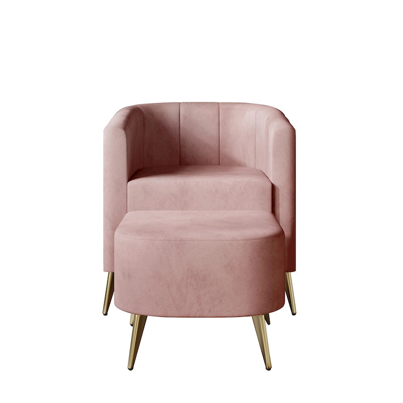 Fauteuil d'appoint moderne en velours doux avec pouf