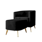 Fauteuil d'appoint moderne en velours doux avec pouf