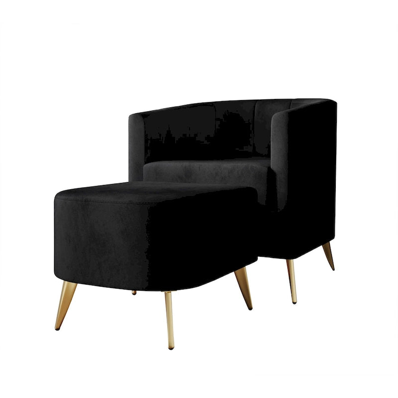 Fauteuil d'appoint moderne en velours doux avec pouf
