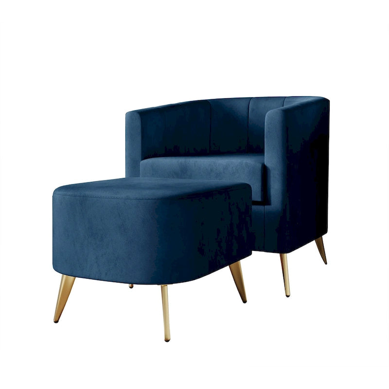 Fauteuil d'appoint moderne en velours doux avec pouf