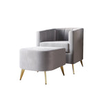 Fauteuil d'appoint moderne en velours doux avec pouf