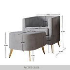 Fauteuil d'appoint moderne en velours doux avec pouf