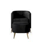 Fauteuil d'appoint moderne en velours doux avec pouf