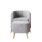 Fauteuil d'appoint moderne en velours doux avec pouf