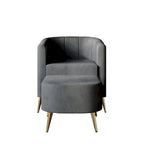 Fauteuil d'appoint moderne en velours doux avec pouf
