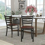 Lot de 2 chaises de restaurant en métal à dossier échelle – 41,9 l x 43,2 P x 81,9 H cm – 41,9 l x 43,2 P x 81,9 H cm