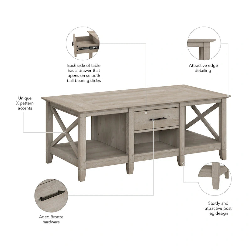 Table basse avec rangement et tiroirs