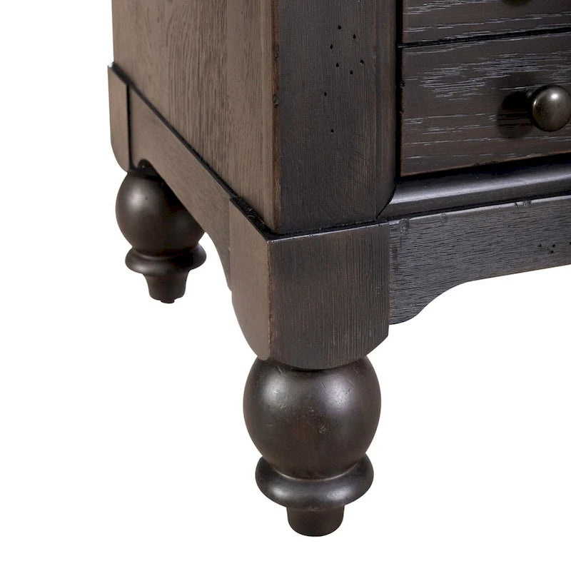 Table de chevet noire de style ferme Americana avec station de charge