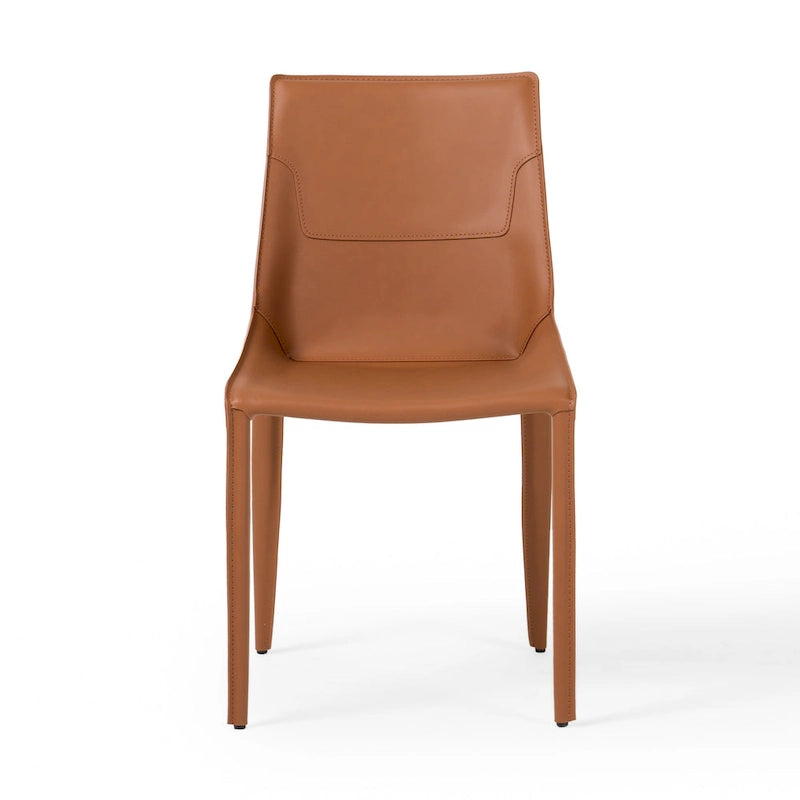 Chaise de salle à manger moderne en cuir cognac (lot de 2)