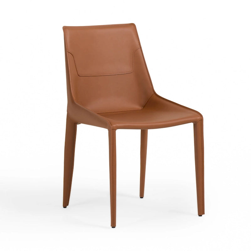 Chaise de salle à manger moderne en cuir cognac (lot de 2)