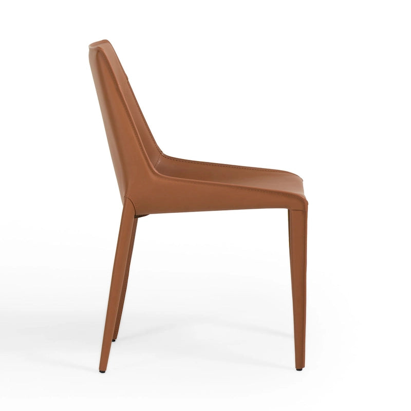 Chaise de salle à manger moderne en cuir cognac (lot de 2)