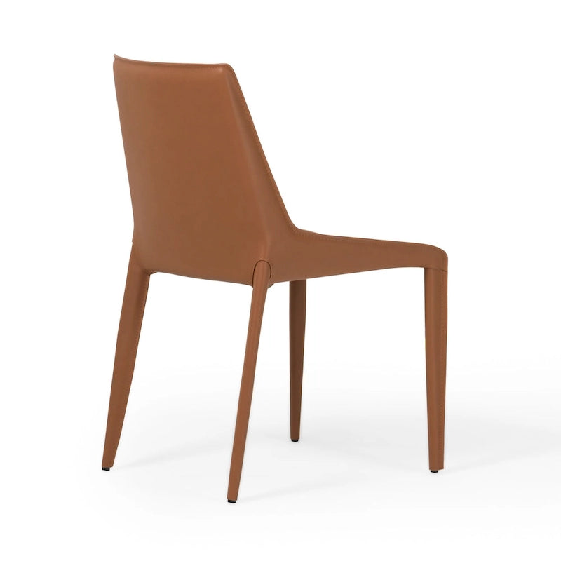 Chaise de salle à manger moderne en cuir cognac (lot de 2)