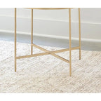 Table d'appoint ronde en faux marbre avec pieds en métal blanc et doré
