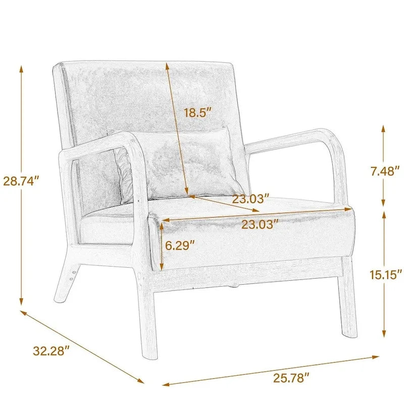 Fauteuil rembourré avec coussin Chaises d'appoint modernes - 25,8L x 28,7H x 32,3P