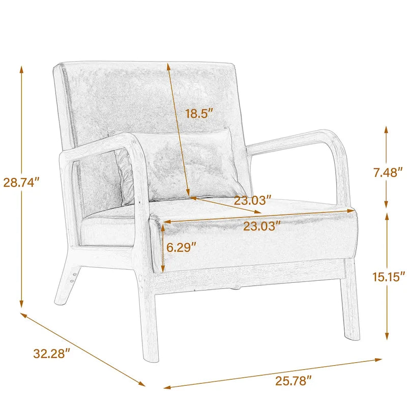 Fauteuil rembourré avec coussin Chaises d'appoint modernes - 25,8L x 28,7H x 32,3P