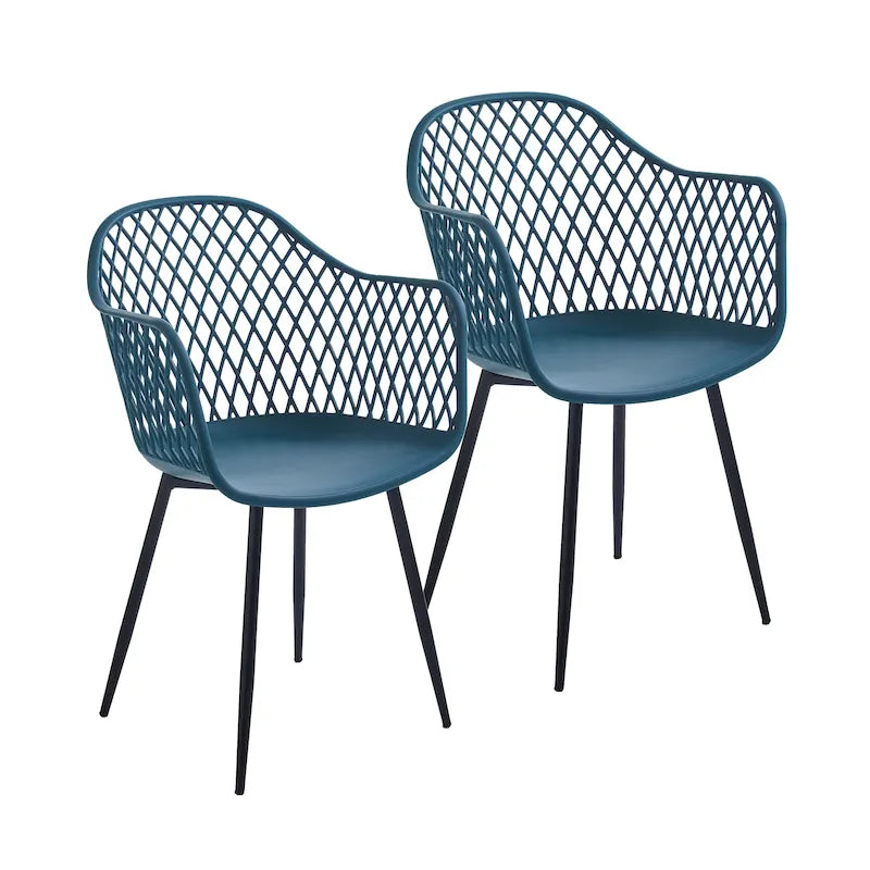 Chaises de salle à manger en plastique rigide avec pieds en fer (lot de 2)
