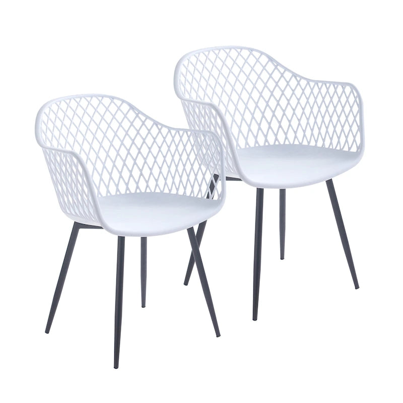 Chaises de salle à manger en plastique rigide avec pieds en fer (lot de 2)