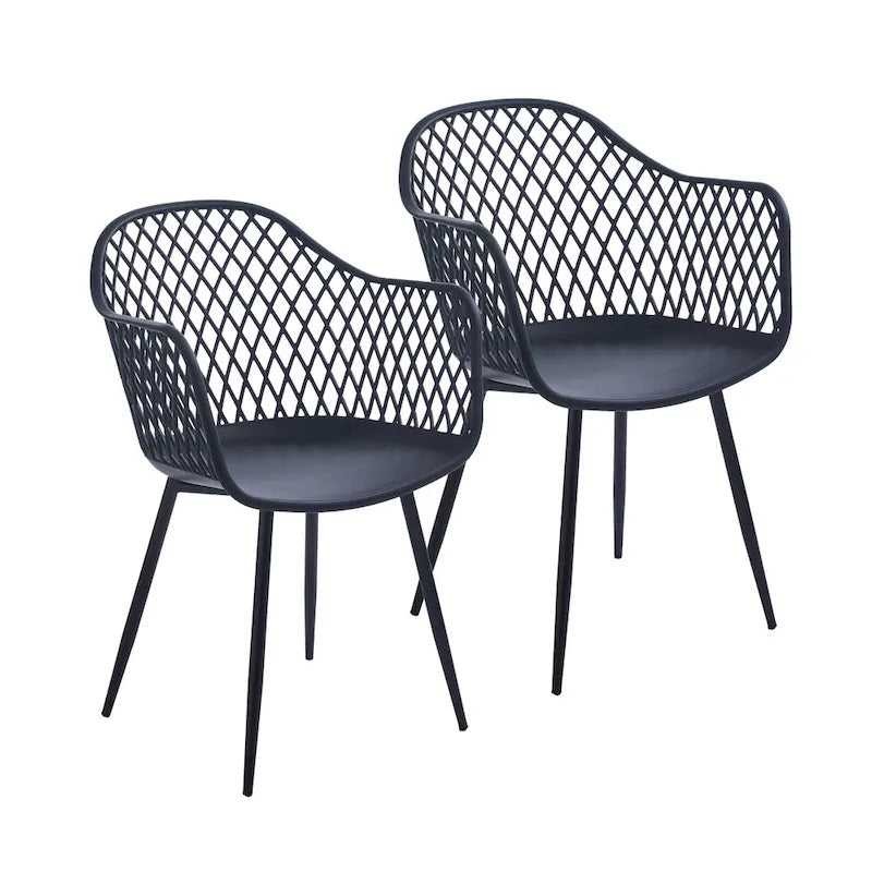 Chaises de salle à manger en plastique rigide avec pieds en fer (lot de 2)