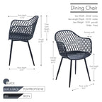 Chaises de salle à manger en plastique rigide avec pieds en fer (lot de 2)