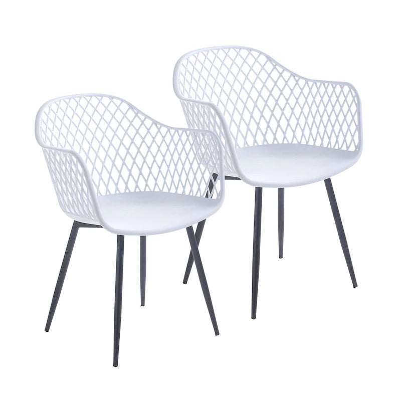 Chaises de salle à manger en plastique rigide avec pieds en fer (lot de 2)