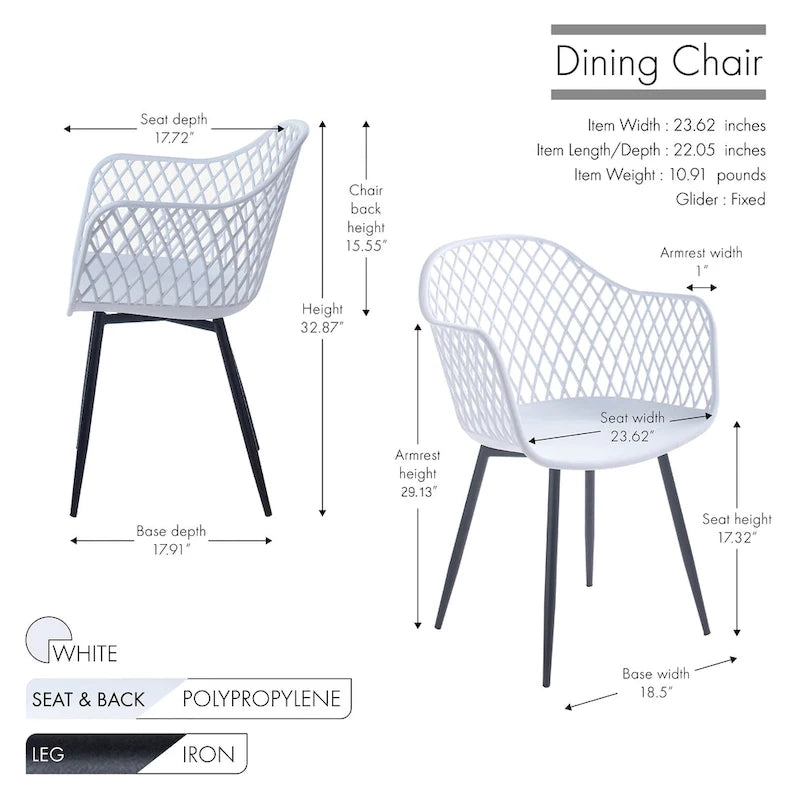 Chaises de salle à manger en plastique rigide avec pieds en fer (lot de 2)