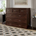 Armoire lit escamotable double avec matelas, couleur ambre brûlé