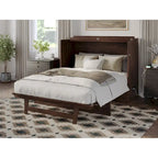 Armoire lit escamotable double avec matelas, couleur ambre brûlé