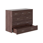 Armoire lit escamotable double avec matelas, couleur ambre brûlé