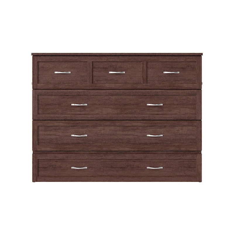 Armoire lit escamotable double avec matelas, couleur ambre brûlé