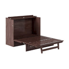 Armoire lit escamotable double avec matelas, couleur ambre brûlé