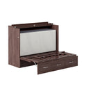 Armoire lit escamotable double avec matelas, couleur ambre brûlé