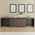 Très grand bureau de direction moderne et évolutif avec commode à tiroirs pour le rangement
