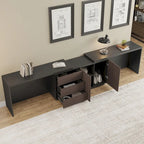 Très grand bureau de direction moderne et évolutif avec commode à tiroirs pour le rangement