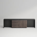 Très grand bureau de direction moderne et évolutif avec commode à tiroirs pour le rangement