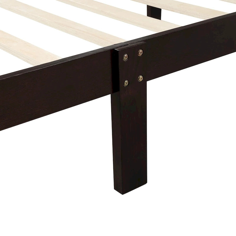 Lit plate-forme en bois avec tête et pied de lit