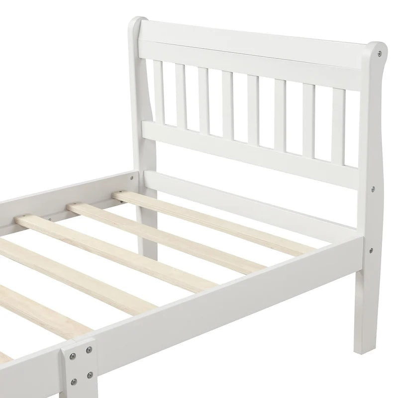 Lit plate-forme en bois avec tête et pied de lit