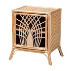 Table de chevet en rotin marron naturel bohème moderne