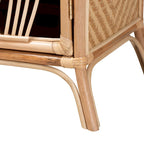 Table de chevet en rotin marron naturel bohème moderne