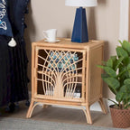 Table de chevet en rotin marron naturel bohème moderne