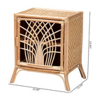 Table de chevet en rotin marron naturel bohème moderne