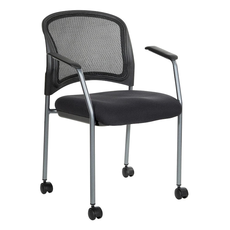 Chaise visiteur à roulettes respirante