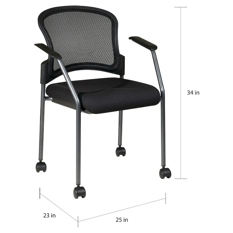Chaise visiteur à roulettes respirante
