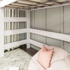 Lit superposé haut une place avec bureau, style Ferme