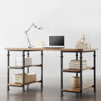 Ensemble de bureau et bibliothèque de 102 cm style industriel vintage 3 pièces